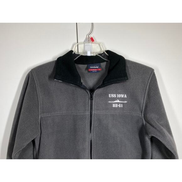 Landway Fleese Gray Souvenir USS IOWA BB-61 Relaxed Fit Zip Up Jacket SMALL - Picture 2 of 7